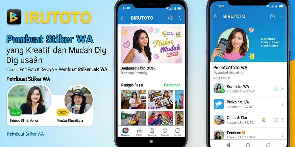 Antarmuka BIRUTOTO saat membuat stiker WA yang menarik.