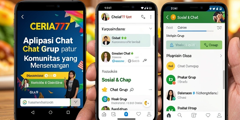 Tampilan antarmuka pengguna CERIA777 untuk obrolan grup yang interaktif.