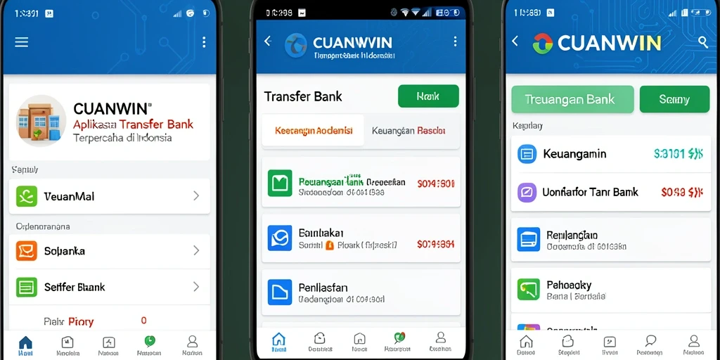 Antarmuka aplikasi CUANWIN yang sederhana dan fungsional untuk Transfer Bank.
