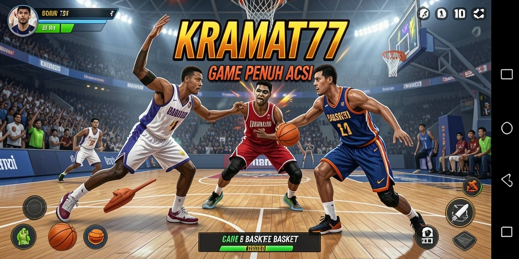 Tampilan antarmuka KRAMAT77 yang menarik dan interaktif dalam game Basket.