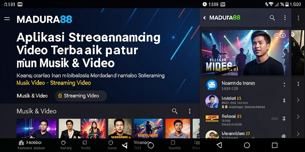 Tampilan antarmuka MADURA88 yang menarik dan intuitif untuk Streaming Video.