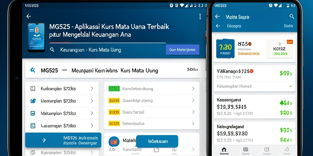 Tampilan antarmuka MG525 yang sederhana dan fungsional untuk cek kurs mata uang.
