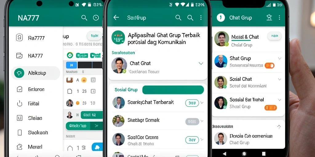 Tampilan antarmuka aplikasi NA777 dengan fitur Chat Grup yang menarik.