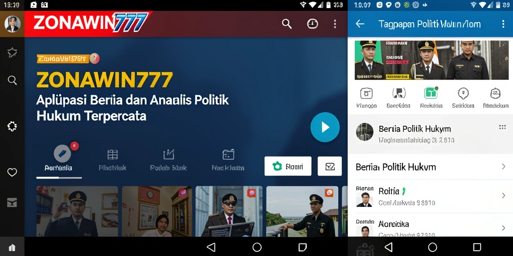Antarmuka ZONAWIN777 menampilkan berita politik dan hukum terkini.